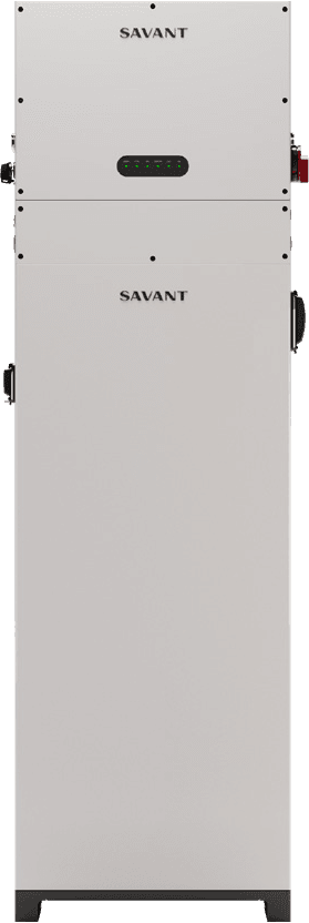 Savant Power Storage 20: inverter on top, 20 kWh battery cabinet below